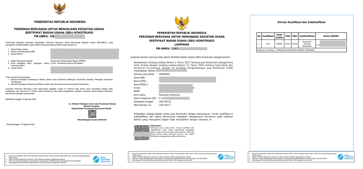 Contoh Format SBU <b>BG001 Konstruksi Gedung Hunian di KAB. MIMIKA,PAPUA</b>
